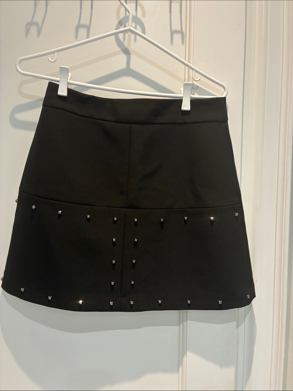 ZARA Black Studded A-Line Mini Skirt Medium 👵MT